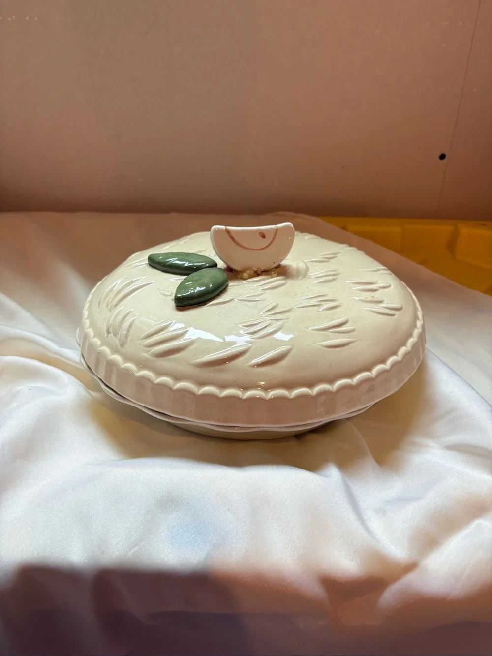Vintage Ceramic Apple Pie Recipe Server Dish With Lid